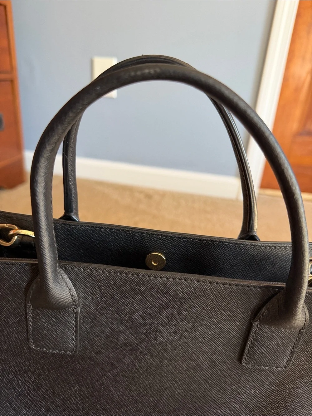 Kate Spade Daisy Appliqué Maise Satchel Black Leather Crossbody RARE